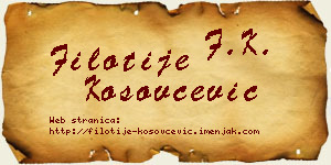 Filotije Kosovčević vizit kartica